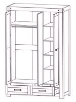 Šatní skříň 3D2S se zrcadlem RIMOTTO, dub Wotan