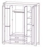 Šatní skříň 4D2S RIMOTTO, dub Wotan