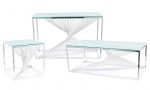 Konferenční stolek FLAME A stříbrná/sklo