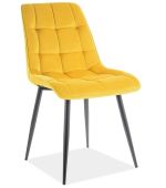 Jídelní čalouněná židle SIK VELVET žlutá curry/černá