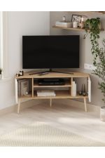 KIBRIS rohový TV stolek, bílá/dub safírový KIBRIS rohový TV stolek, bílá/dub safírový