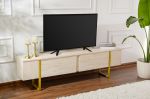 Serenity TV stolek na nožičkách, traventin / zlatá