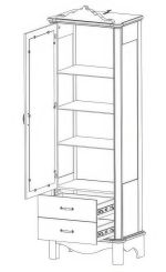 BABYLON luxusní vitrína levá, bílá/zlatá