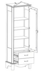 BABYLON luxusní vitrína pravá, bílá/zlatá