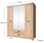 Šatní skříň 4D2S RIMOTTO, dub Wotan