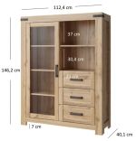 Vitrína široká 1D3S RIMOTTO, dub Wotan