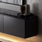 Neon Illuminated závěsný TV stolek, antracit / černý mramor