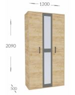 Šatní skříň 3D se zrcadlem BOXBY, barva bílá mat/dub coastland satin Šatní skříň 3D se zrcadlem BOXBY, barva bílá mat/dub coastland satin