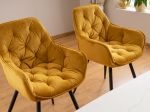 Jídelní čalouněná židle BERI velvet žlutá curry/černá