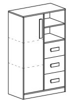 Komoda se zásuvkami GULLIWER 5 bílá lesk/fialová