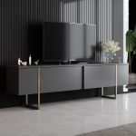 Luxe TV stolek na nožičkách, antracit / zlatá