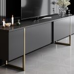 Luxe TV stolek na nožičkách, antracit / zlatá