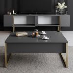 Luxe TV stolek na nožičkách, antracit / zlatá