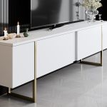 Luxe TV stolek na nožičkách, bílá / zlatá