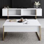 Luxe TV stolek na nožičkách, bílá / zlatá