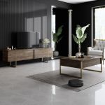 Luxe TV stolek na nožičkách, ořech / zlatá