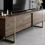 Luxe TV stolek na nožičkách, ořech / zlatá