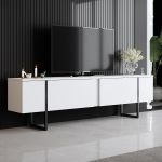 Luxe TV stolek na nožičkách, bílá / černá