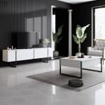 Luxe TV stolek na nožičkách, bílá / černá
