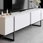 Luxe TV stolek na nožičkách, bílá / černá