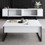 Luxe TV stolek na nožičkách, bílá / černá