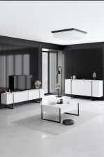 Luxe komoda na nožičkách, bílá / černá