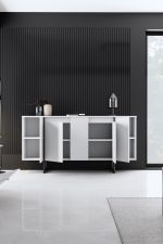 Luxe komoda na nožičkách, bílá / černá