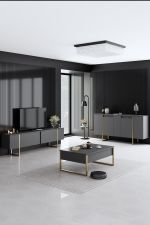Luxe komoda na nožičkách, antracit / zlatá