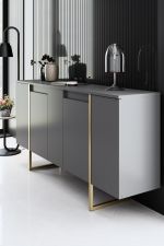 Luxe komoda na nožičkách, antracit / zlatá