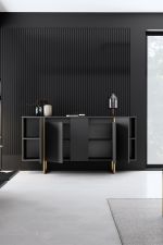 Luxe komoda na nožičkách, antracit / zlatá