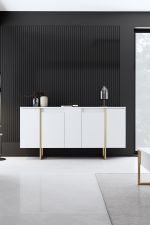 Luxe komoda na nožičkách, bílá / zlatá