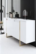 Luxe komoda na nožičkách, bílá / zlatá