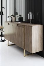 Luxe komoda na nožičkách, ořech / zlatá