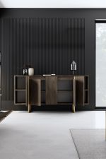 Luxe komoda na nožičkách, ořech / zlatá