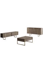 Luxe komoda na nožičkách, ořech / zlatá