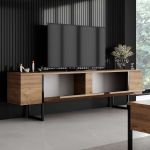 LUXE TV stolek na nožičkách, borovice Atlantic/černá LUXE TV stolek na nožičkách, borovice Atlantic/černá
