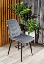 Jídelní čalouněná židle PIKI velvet šedá/černá mat
