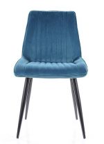 Jídelní čalouněná židle PIKI velvet tyrkysově modrá/černá mat