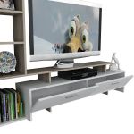Şimal TV stolek s regálem, bílá / dub Cordoba