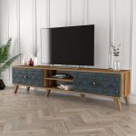 Class luxusní TV stolek, ořech / chalcedony