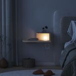 LUNO závěsný noční stolek, krémová, osvětlení LUNO závěsný noční stolek, krémová, osvětlení