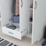 DERUTA šatní skříň se šuplíkem, bílá