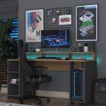 SELVINO psací stůl s kontejnerem na PC, ořech/antracit