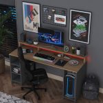 SELVINO psací stůl s kontejnerem na PC, ořech/antracit