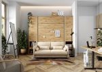 Pohovka k posteli 140 cm dub artisan, látka šedozelená