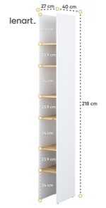 Regál 27 cm REBECCA bílá/dub artisan