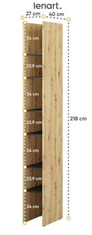 Regál 27 cm REBECCA dub artisan/černá