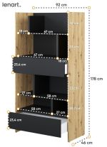 Regál 2S 178 cm REBECCA dub artisan/černá
