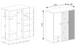 Šatní skříň se zrcadlem 150 BARBUS dub artisan/černá