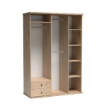 Šatní skříň se zrcadlem 150 BARBUS dub artisan/černá